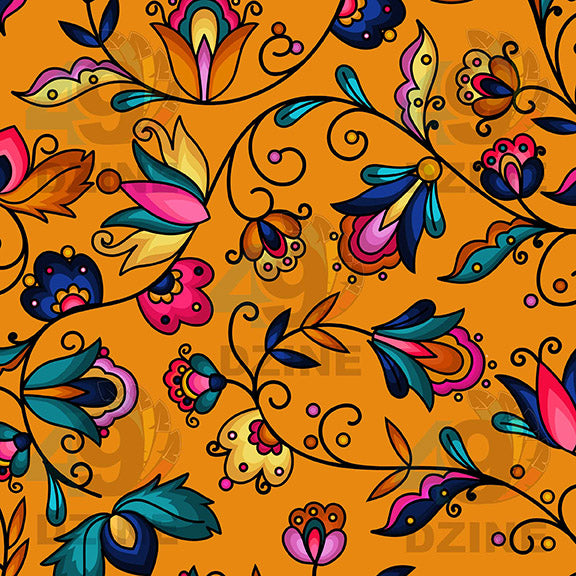 Copper Prairie Petals Orange 42 Inch Cotton Poplin Pre Order