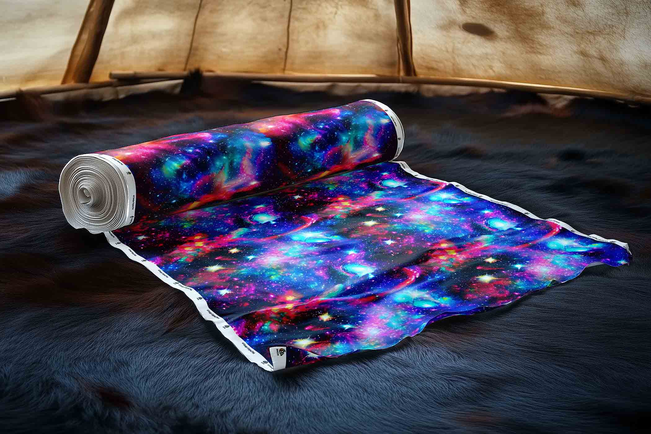 Cosmic Starburst Satin Fabric By the Yard Pre Order