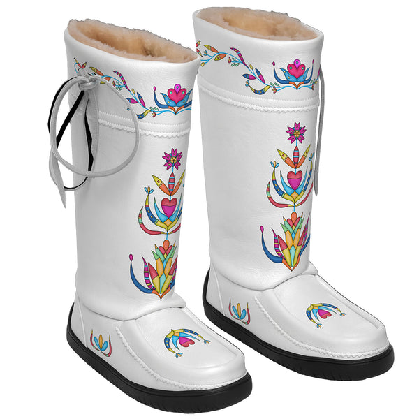 Cradle Creek Radiance White Real Leather MocLux Tall