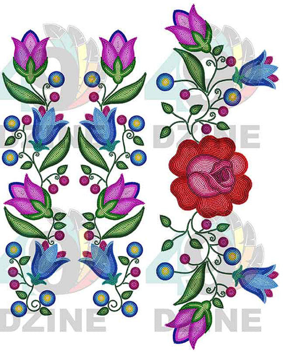 Crimson Bloom Beadwork Set Various Sizes