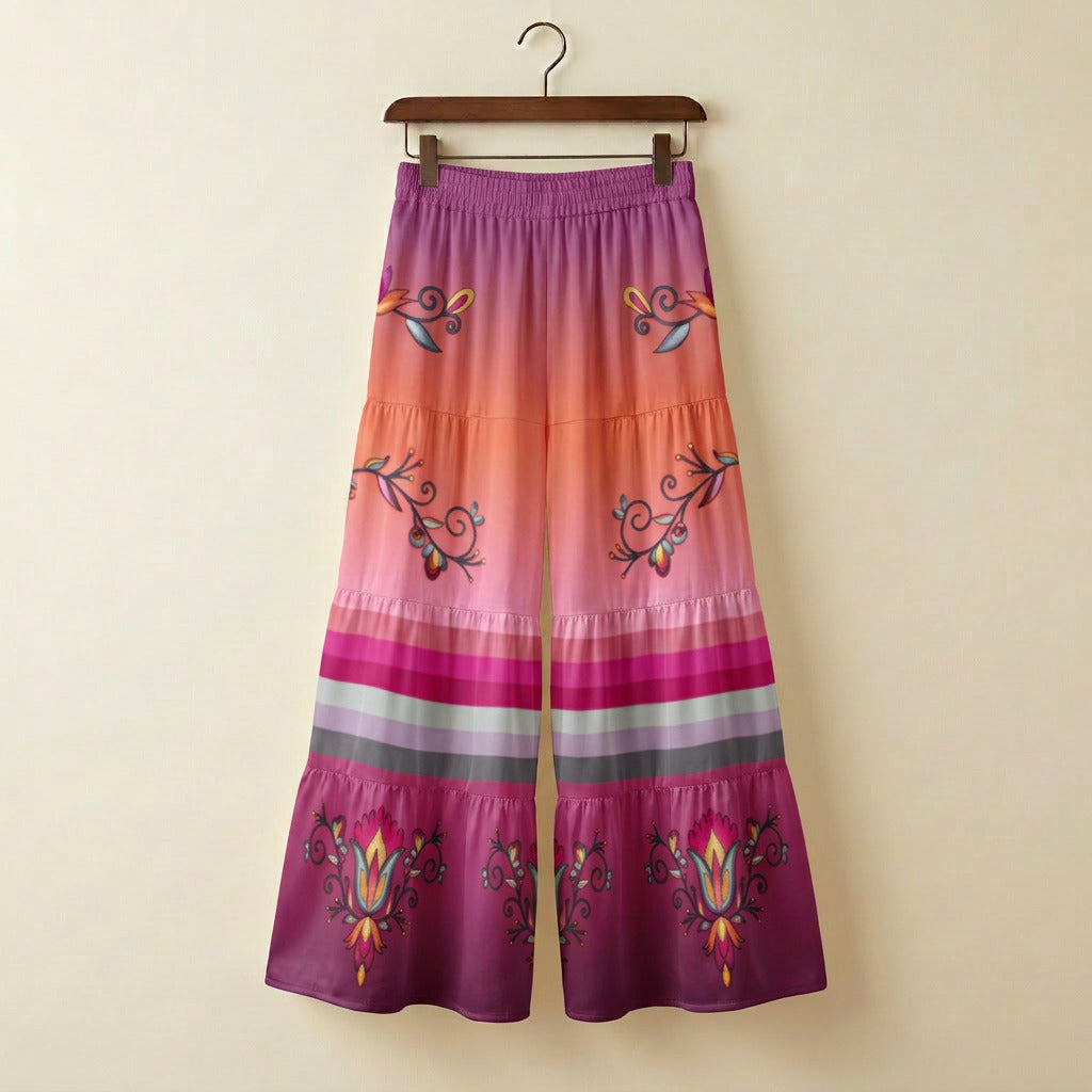 Crimson Drift Petals Three Tier Pants