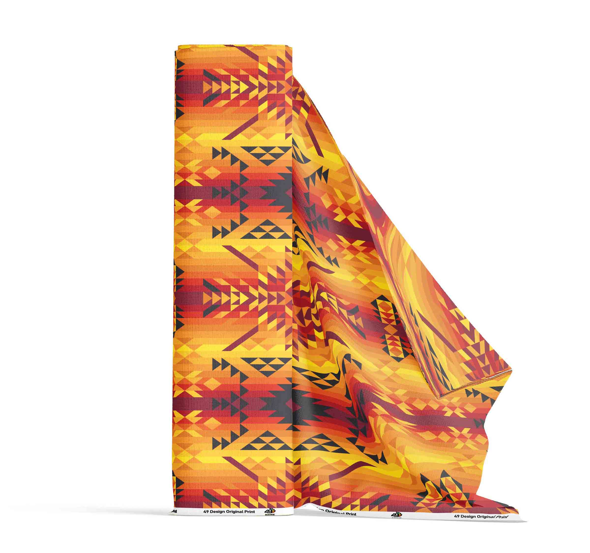 Desert Geo Yellow Red 42 Inch Cotton Poplin Pre Order