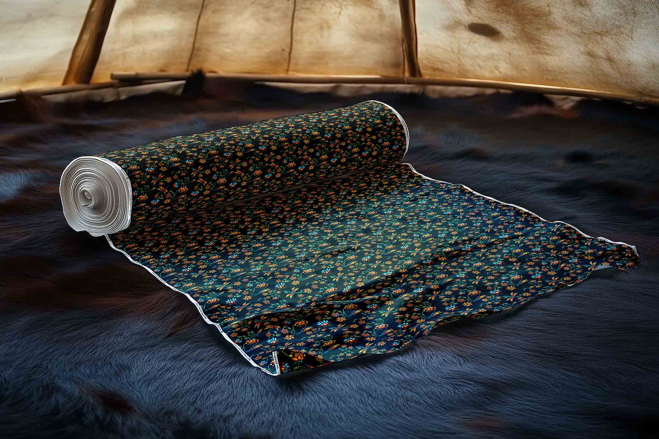 Dragon Lily Noir 42 Inch Cotton Poplin Pre Order