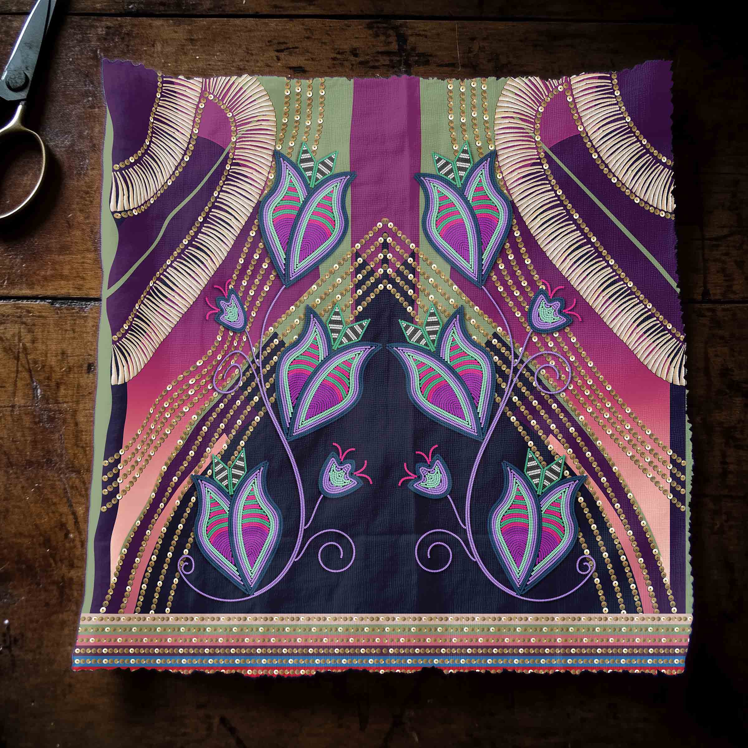 EOD- Dentalium Dreams Sage 42 Inch Cotton Poplin Pre Order