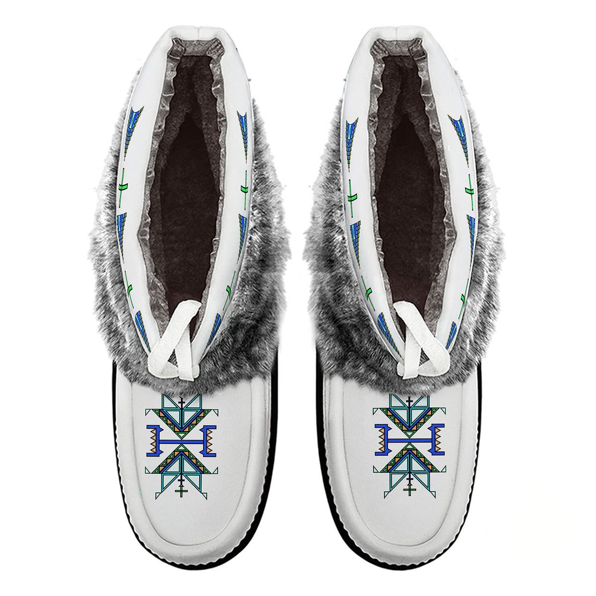 Eagle Strike White Leather MocLux Ankle with Grey Fur