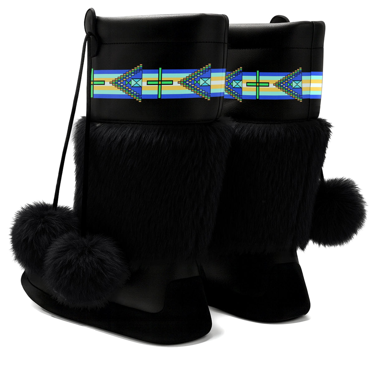 Eagle Strike Black Real Leather MocLux Calf with Black Fur