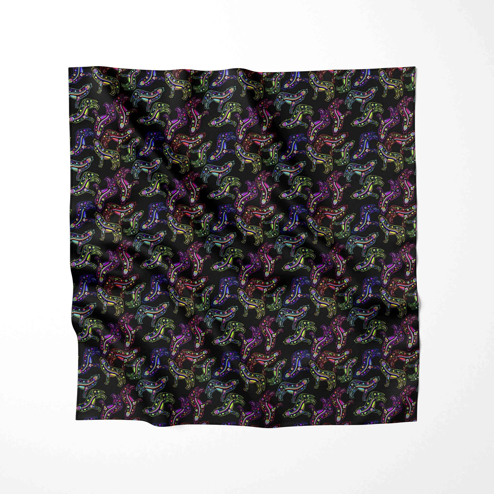 Neon Floral Wolves 56 Inch Cotton Poplin Pre Order