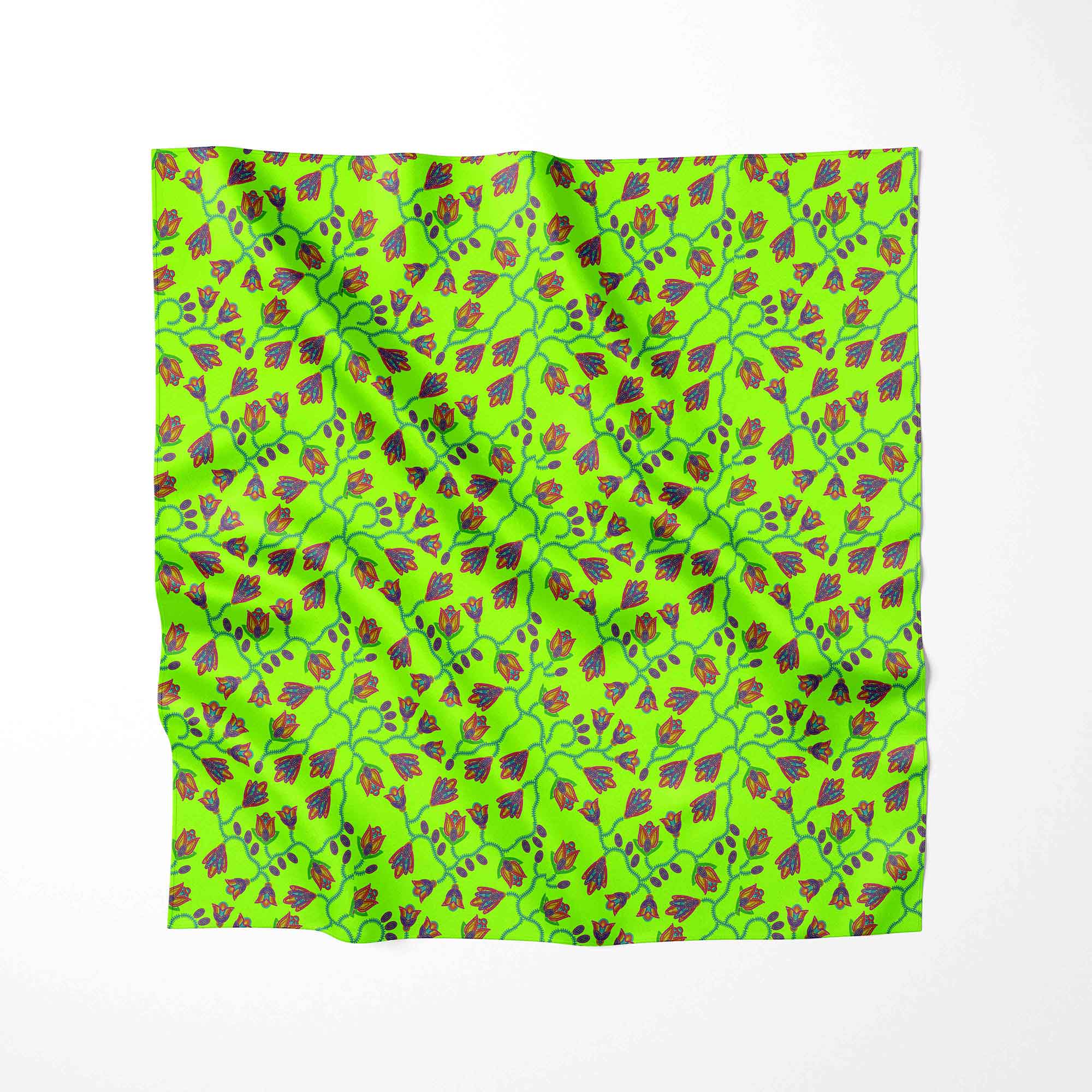 Spring Blossoms Neon Green 56 inch Cotton Poplin Pre Order
