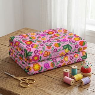 Boreal Bounty Pink 42 Inch Cotton Poplin Pre Order
