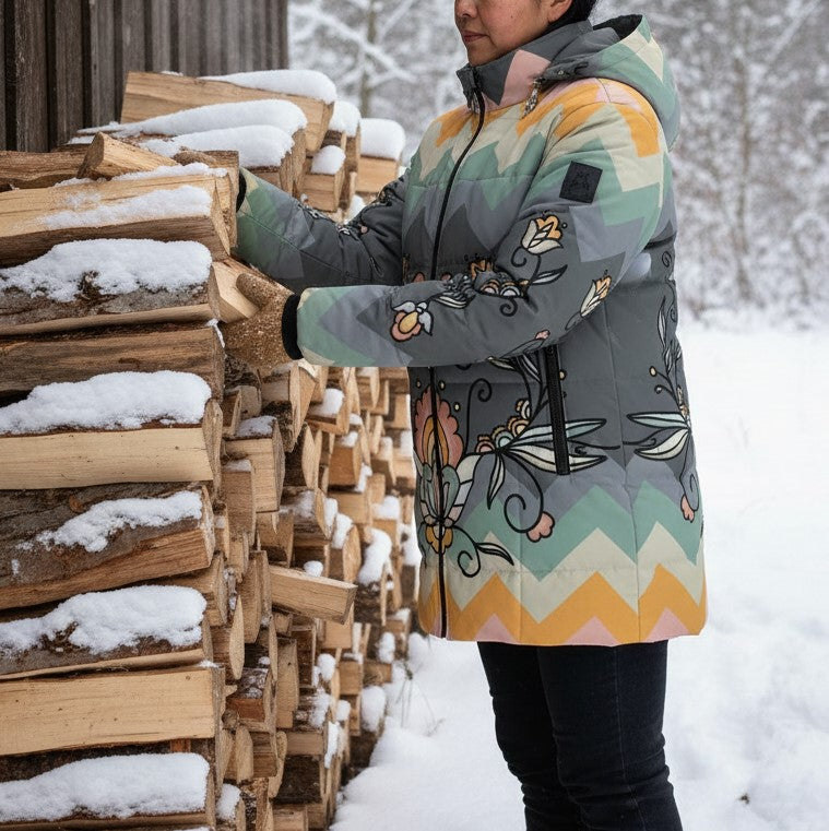 Falling Leaf Rising Bloom Women's Hooded Puffer Coat