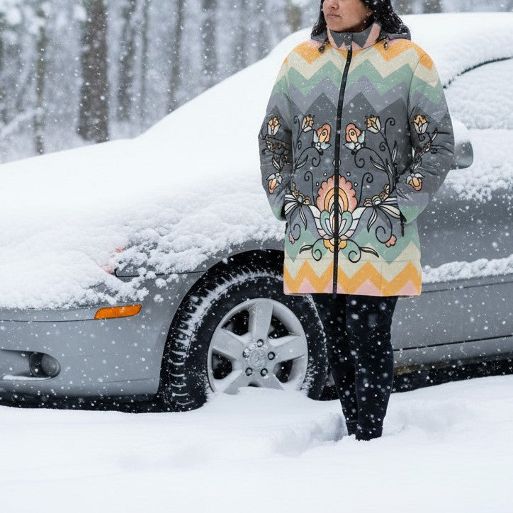 Falling Leaf Rising Bloom Women's Hooded Puffer Coat