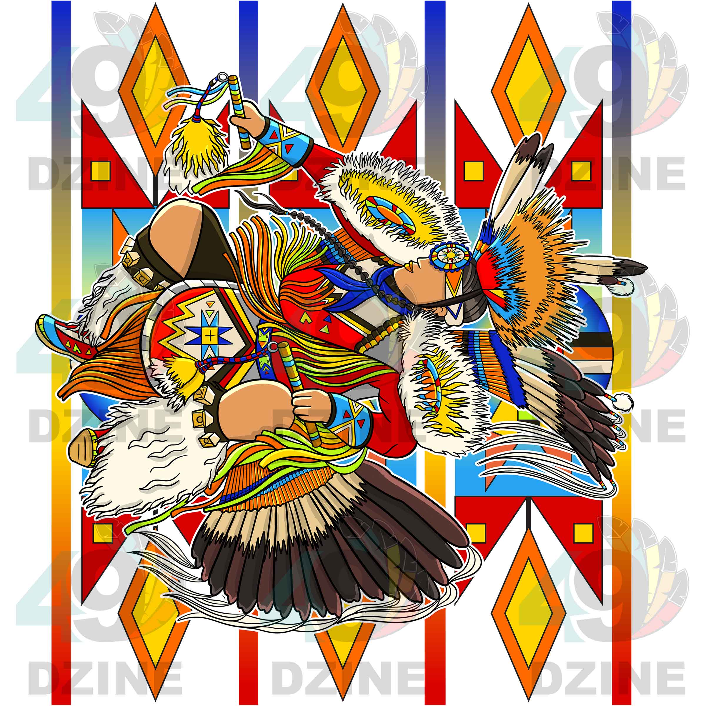 Fancy Dancer 3 with Geometric Design Transfer (Various Sizes)