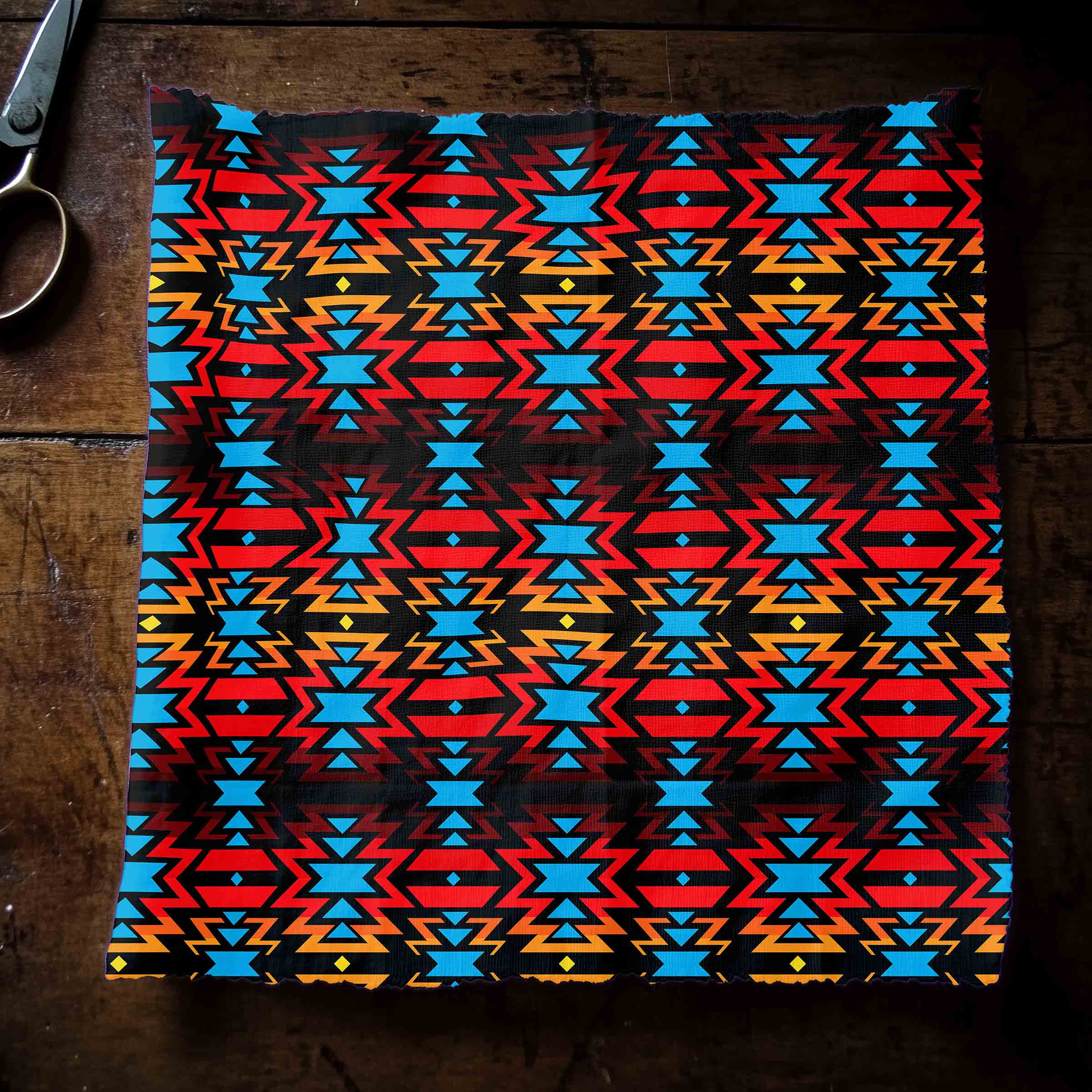 Fire Colors and Turquoise 42 Inch Cotton Poplin Pre Order