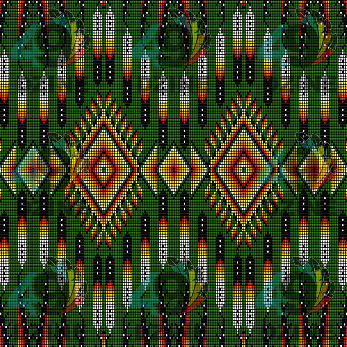 Fire Feather Green Satin Fabric By the Yard Pre Order