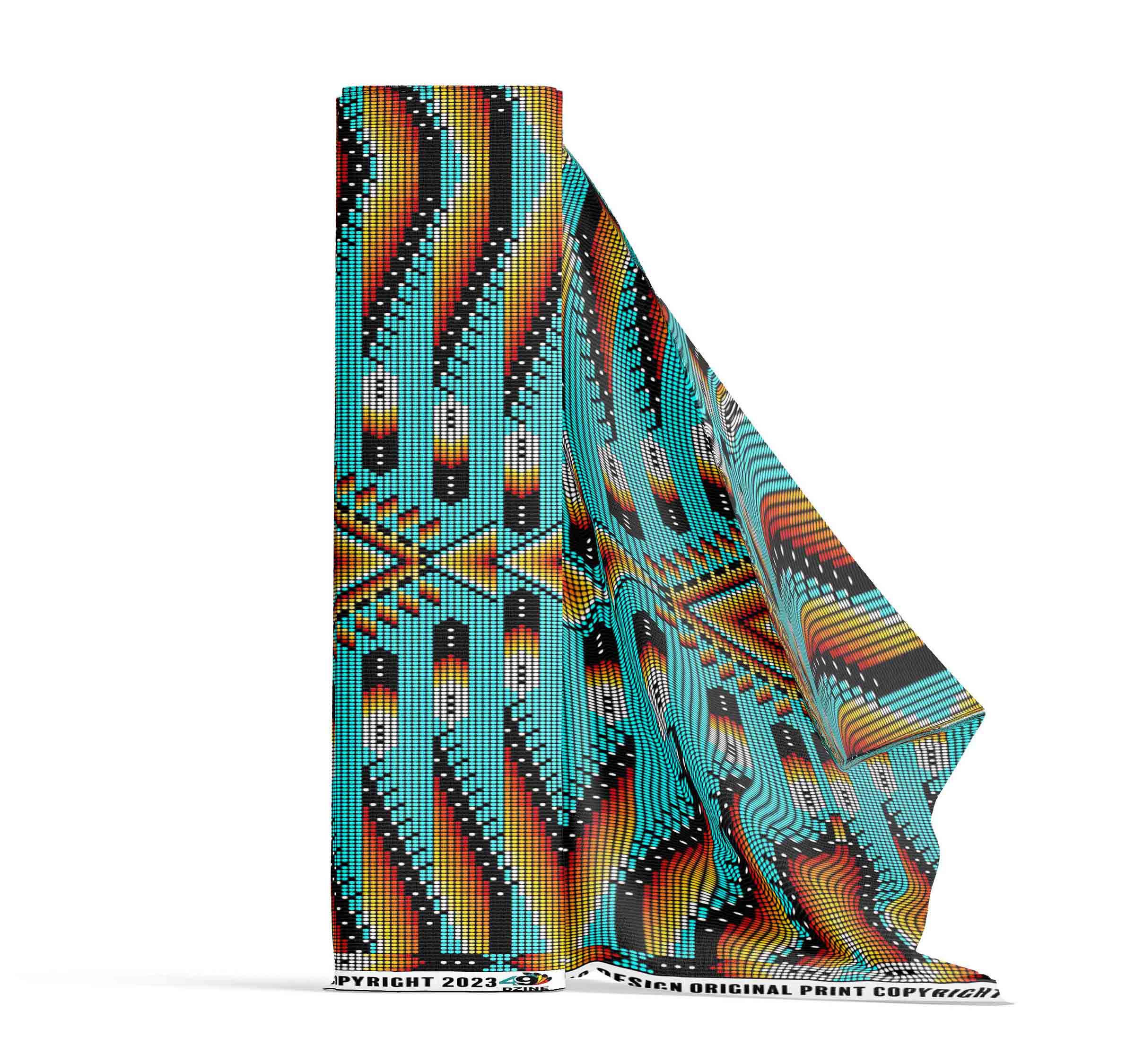 Fire Feather Turquoise 42 Inch Cotton Poplin Pre Order