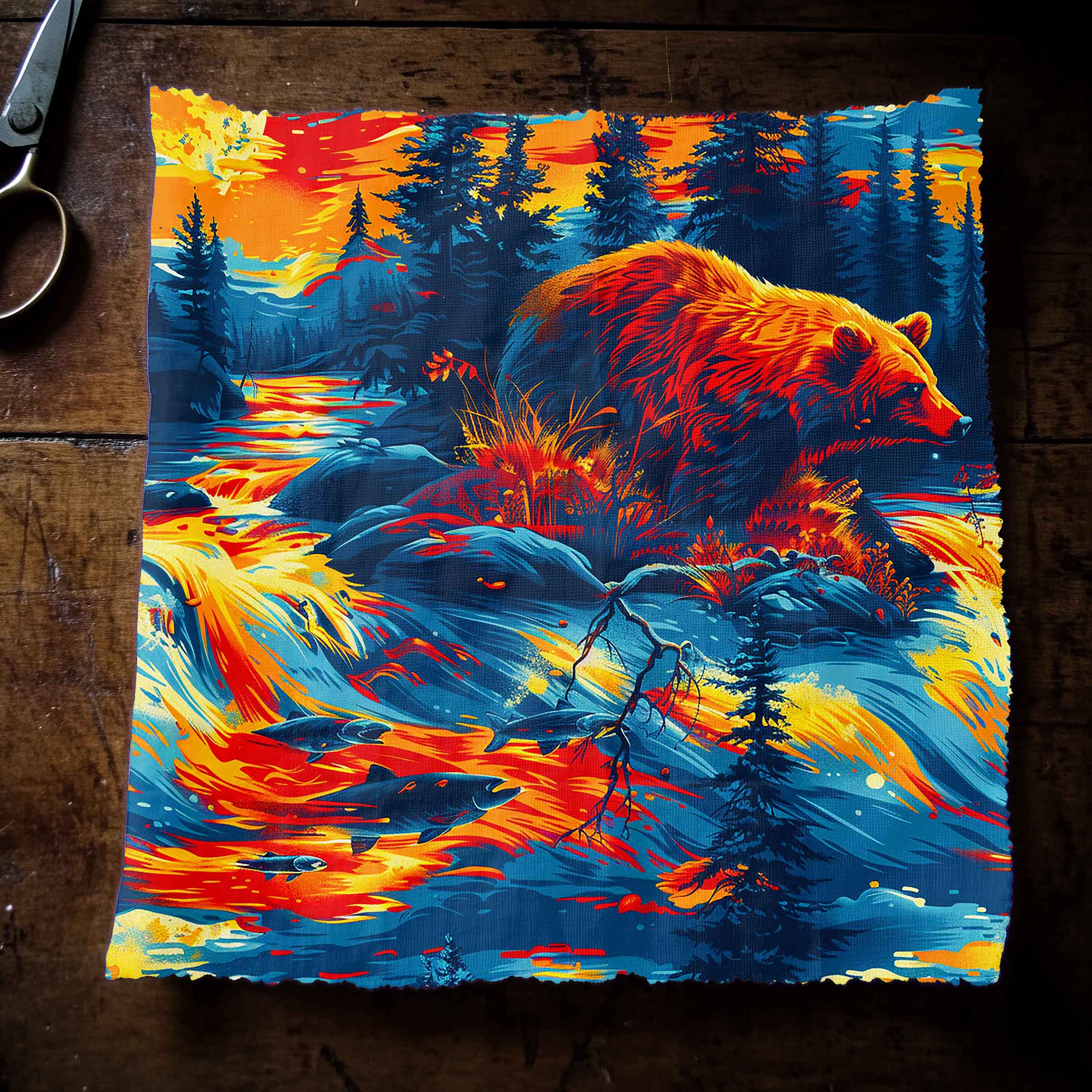 Fishing Bear 42 Inch Cotton Poplin Pre Order