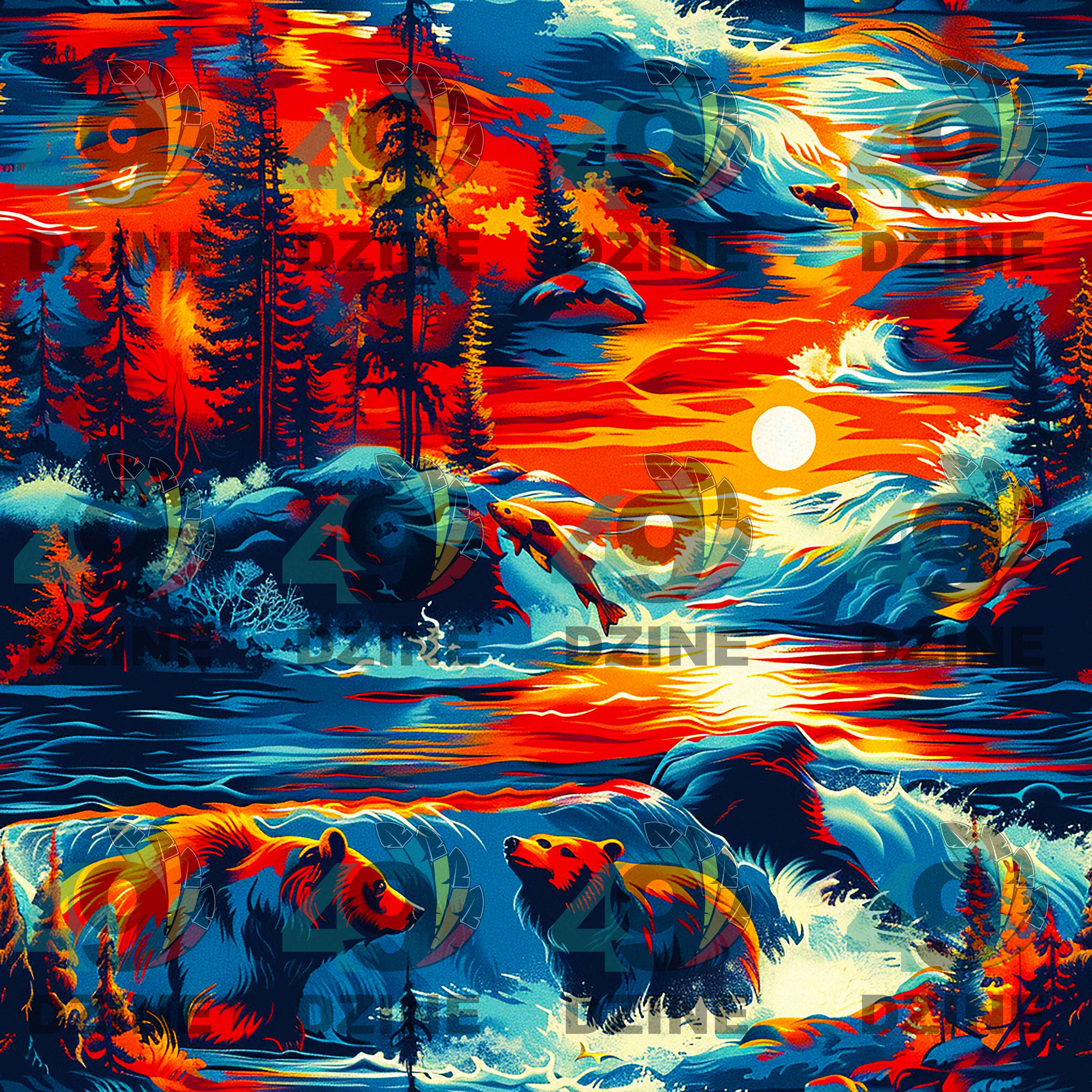 Fishing Bears 2 42 Inch Cotton Poplin Pre Order
