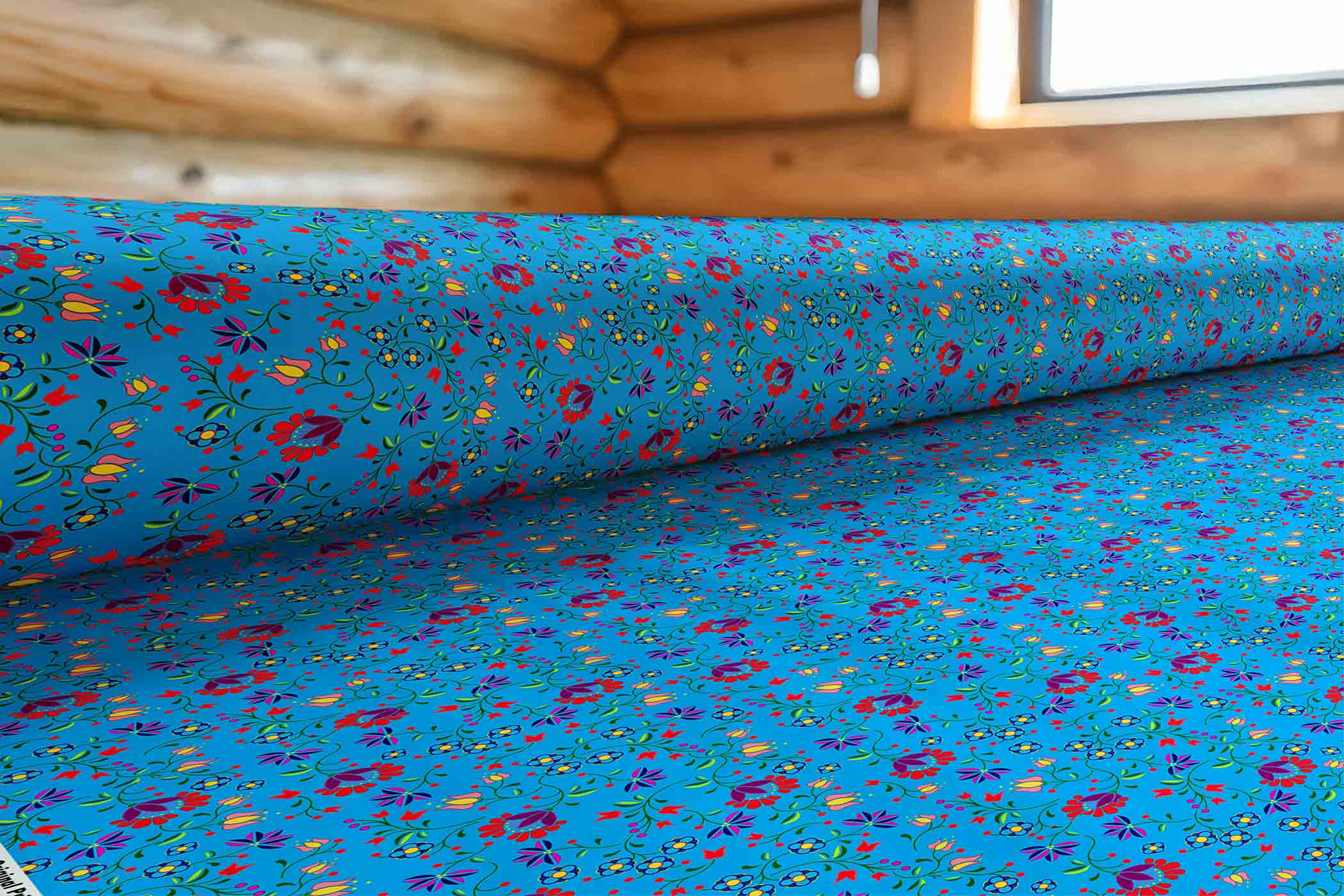 Fleur Indigine Ciel Satin Fabric By the Yard Pre Order