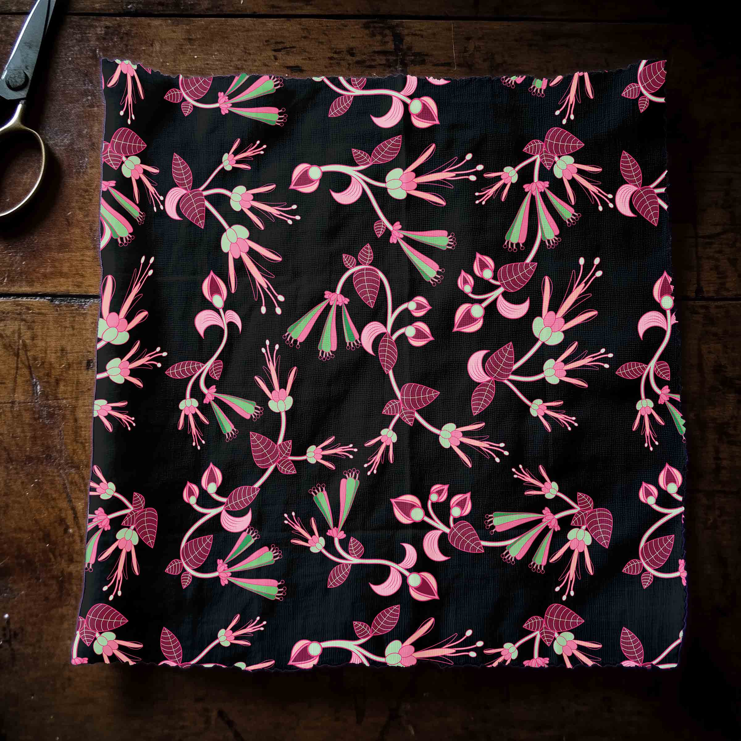 Floral Green Black 42 inch Cotton Poplin Pre Order