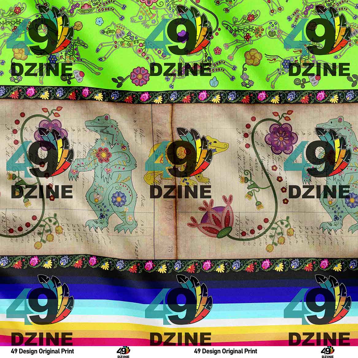 Floral Ledger Bear Neon Green 42 Inch Cotton Poplin Pre Order