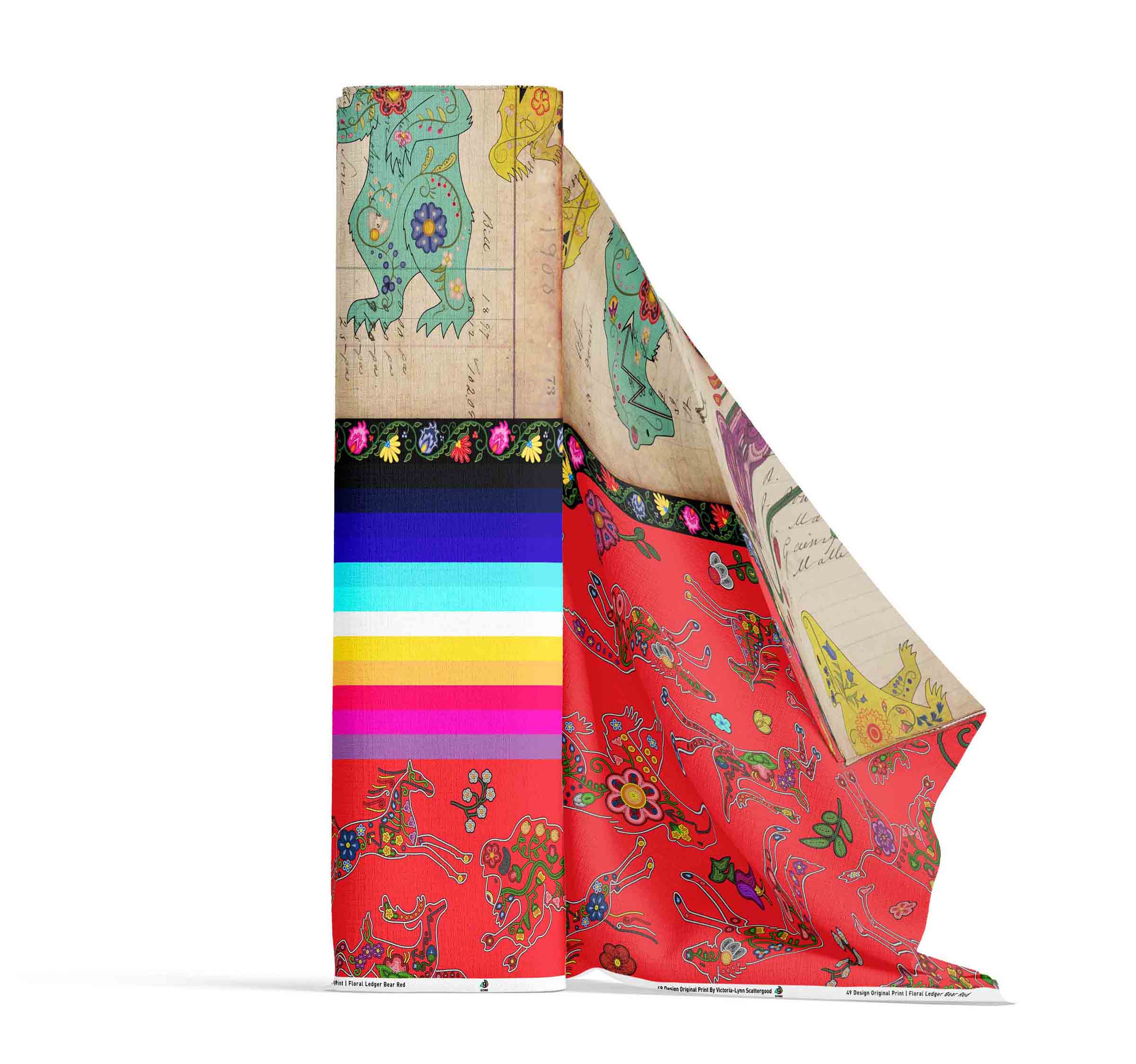 Floral Ledger Bear Red 42 Inch Cotton Poplin Pre Order