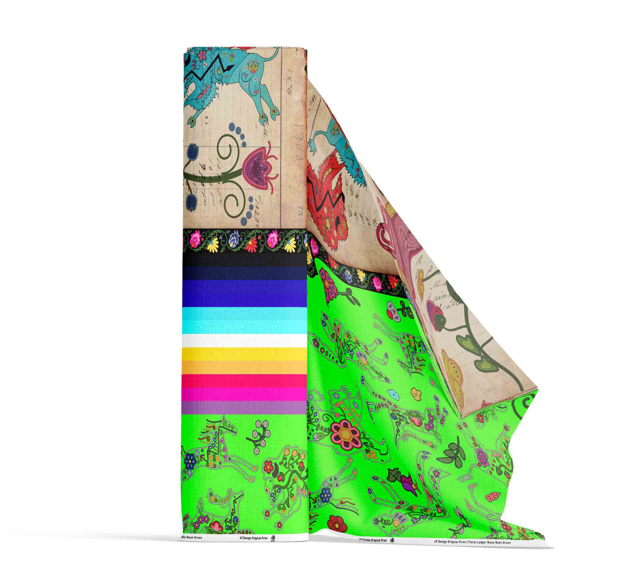 Floral Ledger Bison Neon Green 42 Inch Cotton Poplin Pre Order