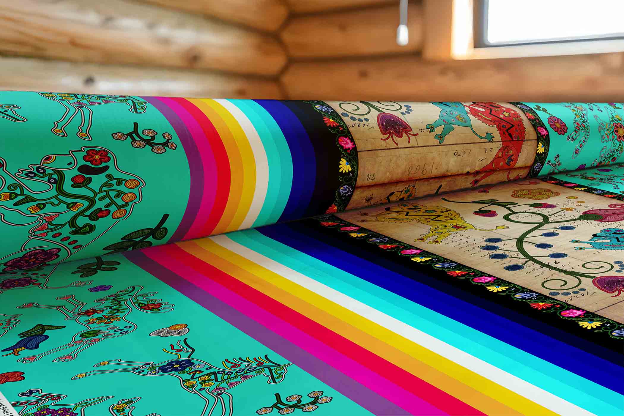 Floral Ledger Bison Turquoise 42 Inch Cotton Poplin Pre Order