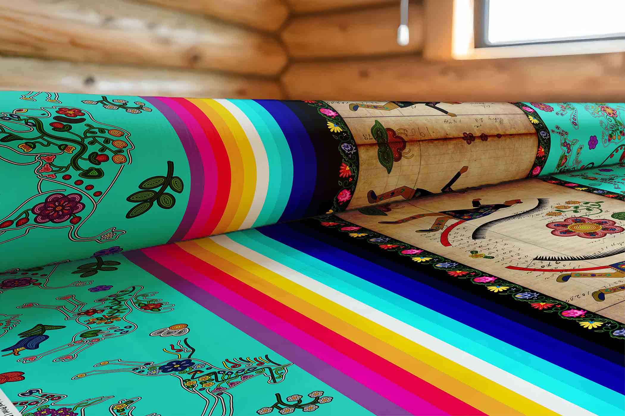 Floral Ledger Chiefs Turquoise 42 Inch Cotton Poplin Pre Order