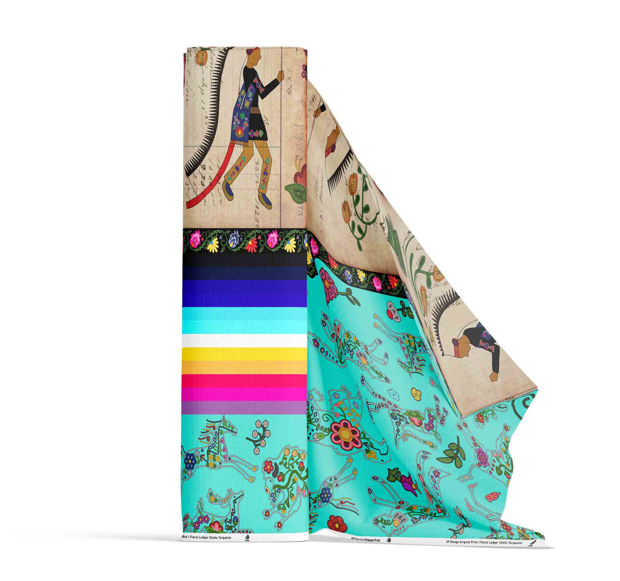 Floral Ledger Chiefs Turquoise 42 Inch Cotton Poplin Pre Order