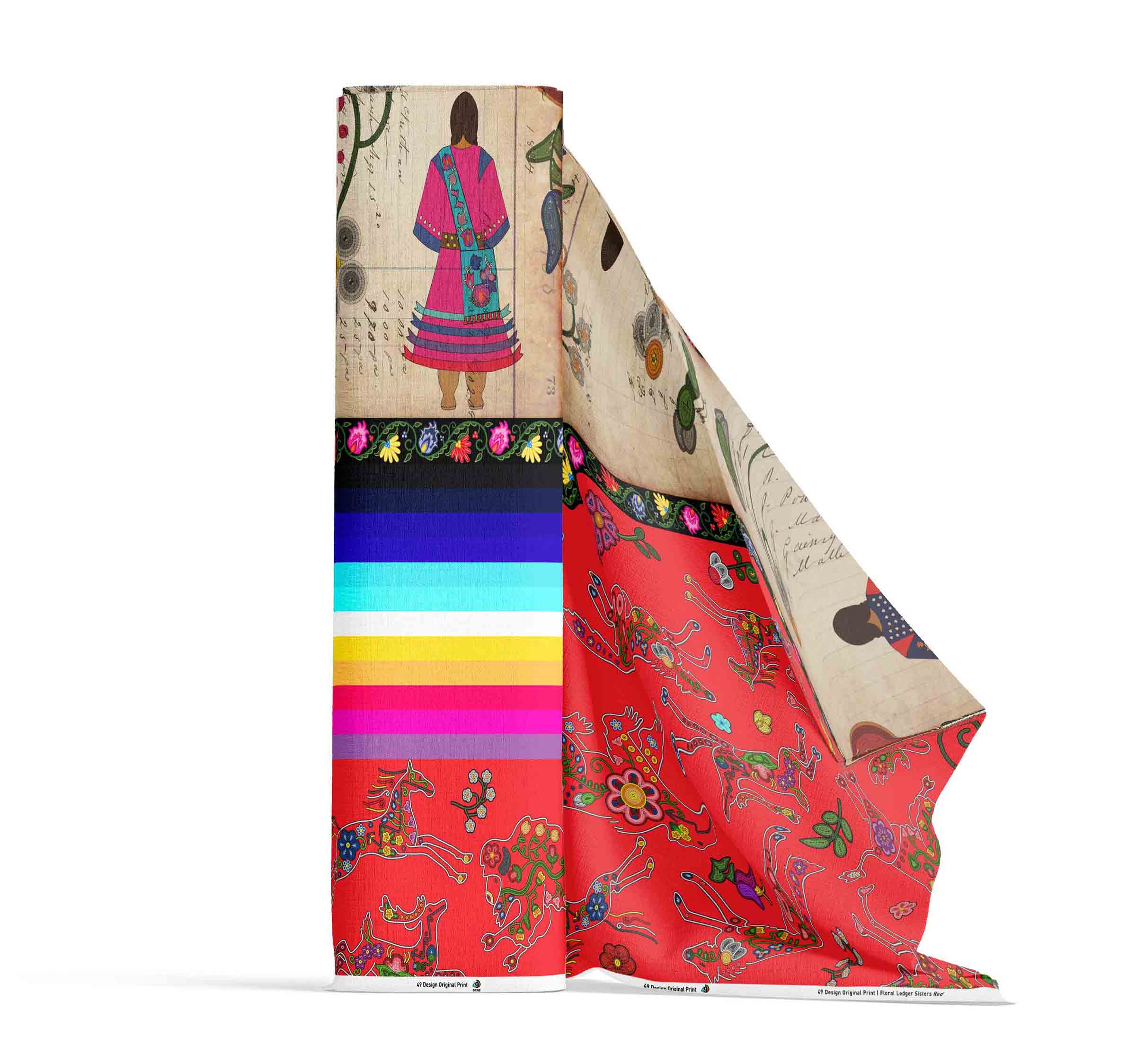 Floral Ledger Sisters Red 42 Inch Cotton Poplin Pre Order