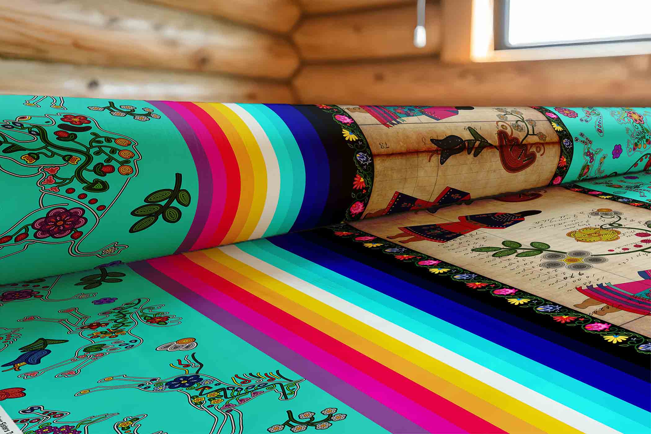 Floral Ledger Sisters Turquoise 42 Inch Cotton Poplin Pre Order
