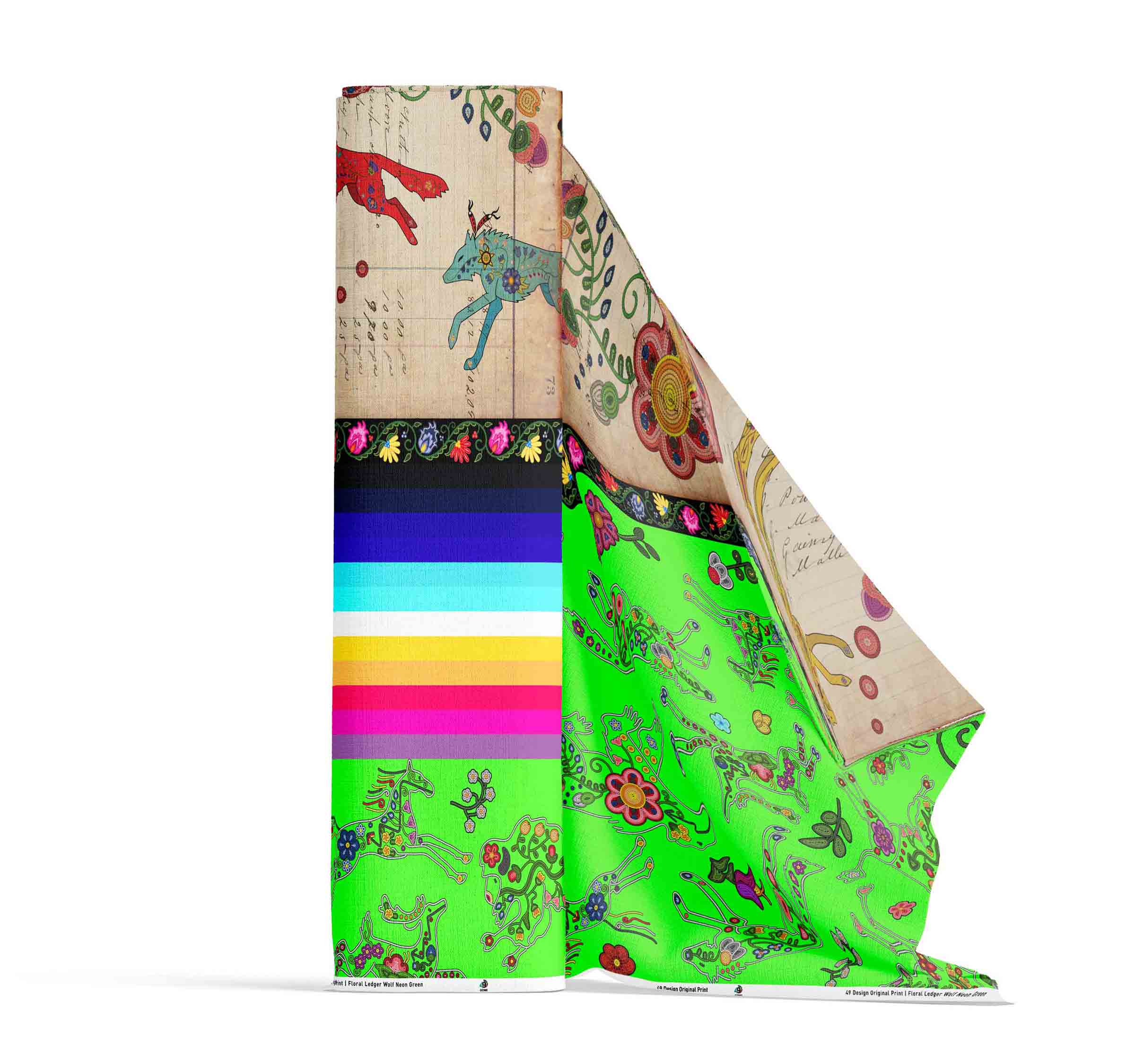 Floral Ledger Wolf Neon Green 42 Inch Cotton Poplin Pre Order