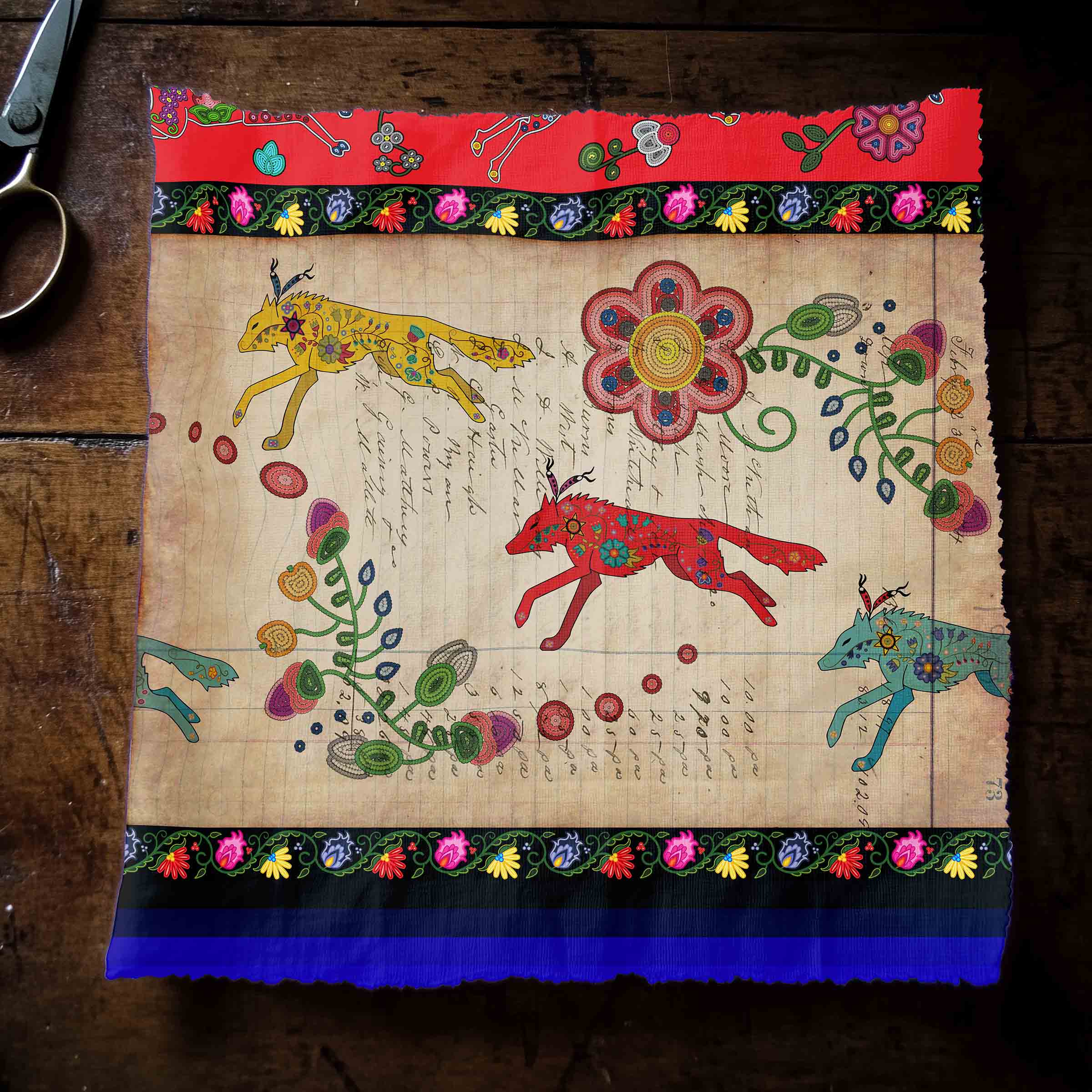 Floral Ledger Wolf Red 42 Inch Cotton Poplin Pre Order