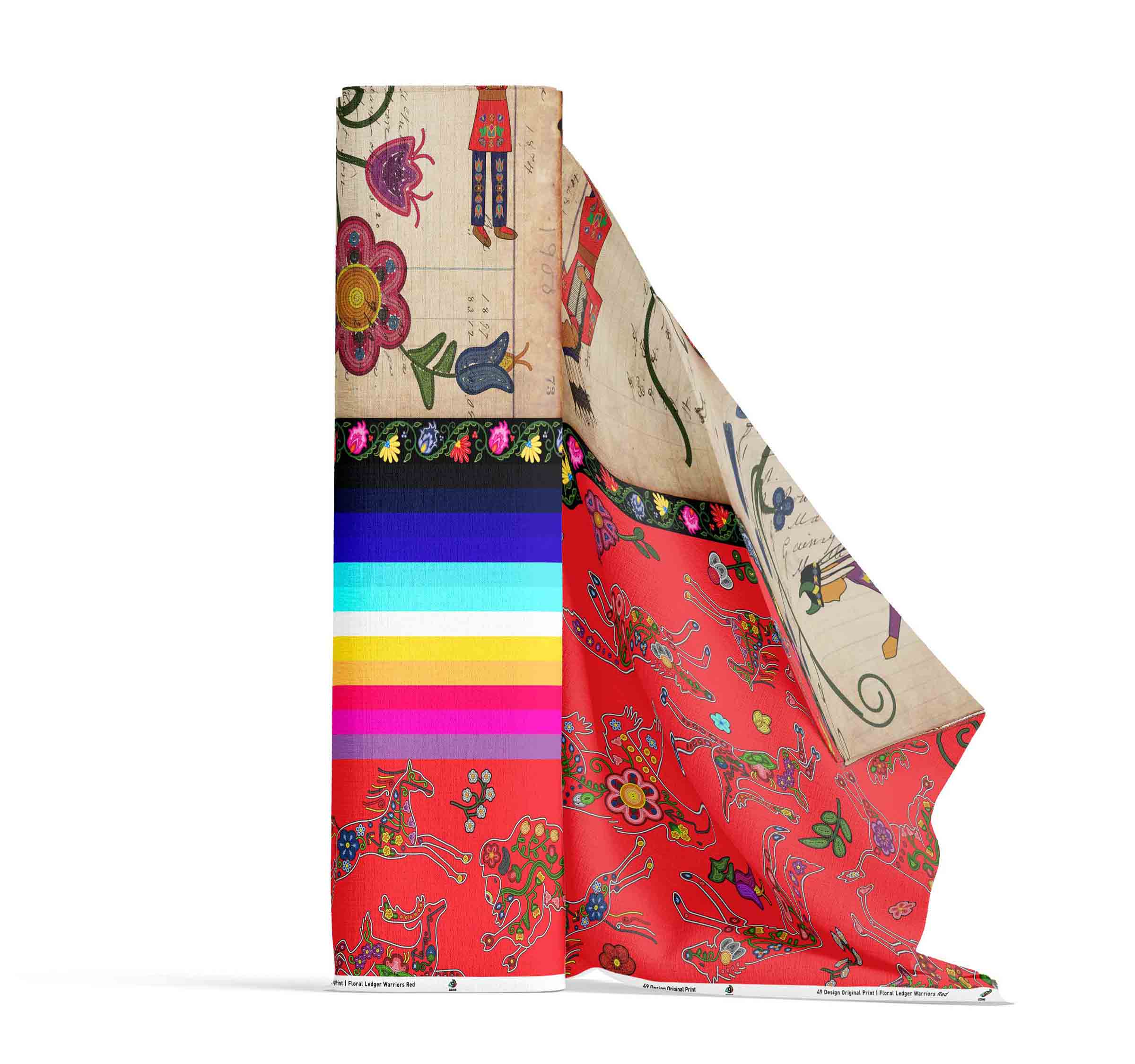 Floral Ledger Warriors Red 42 Inch Cotton Poplin Pre Order