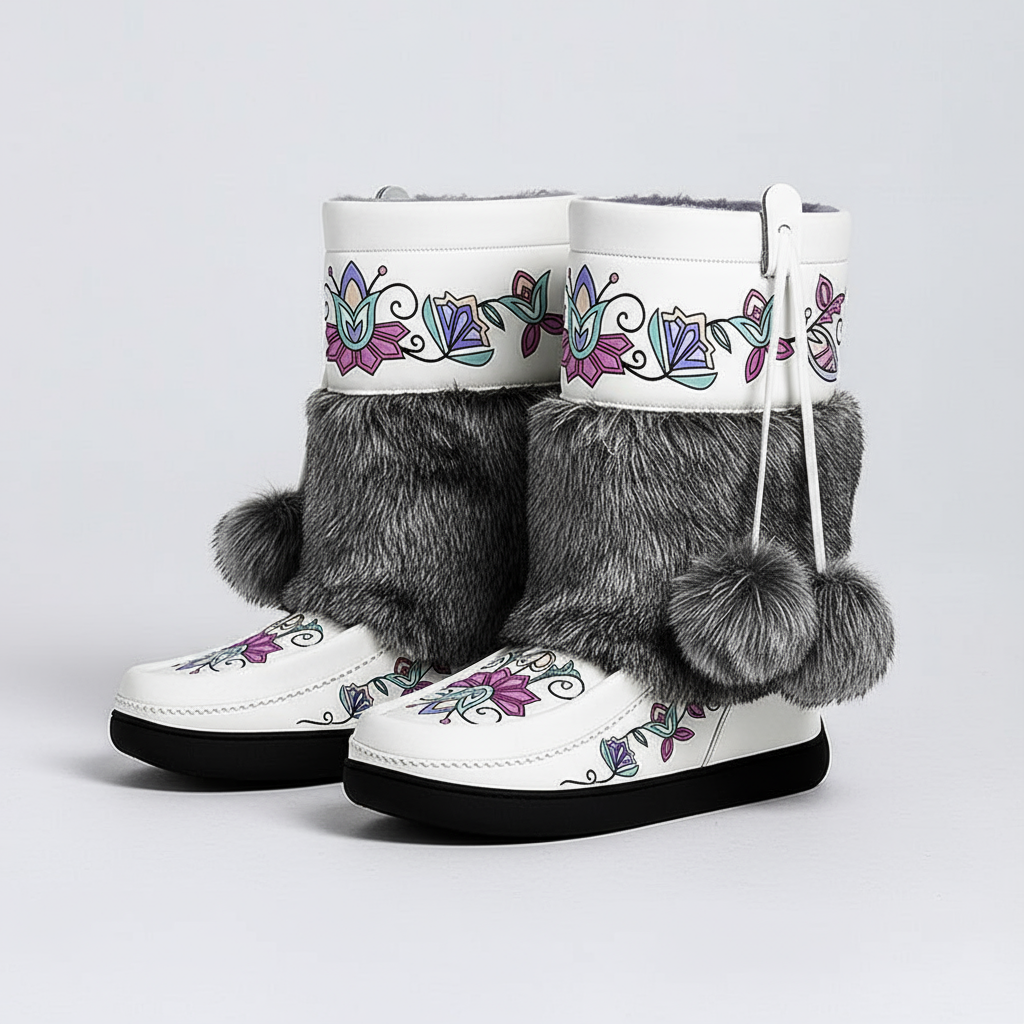 Moonlit Frost Real Leather MocLux Calf with Fur