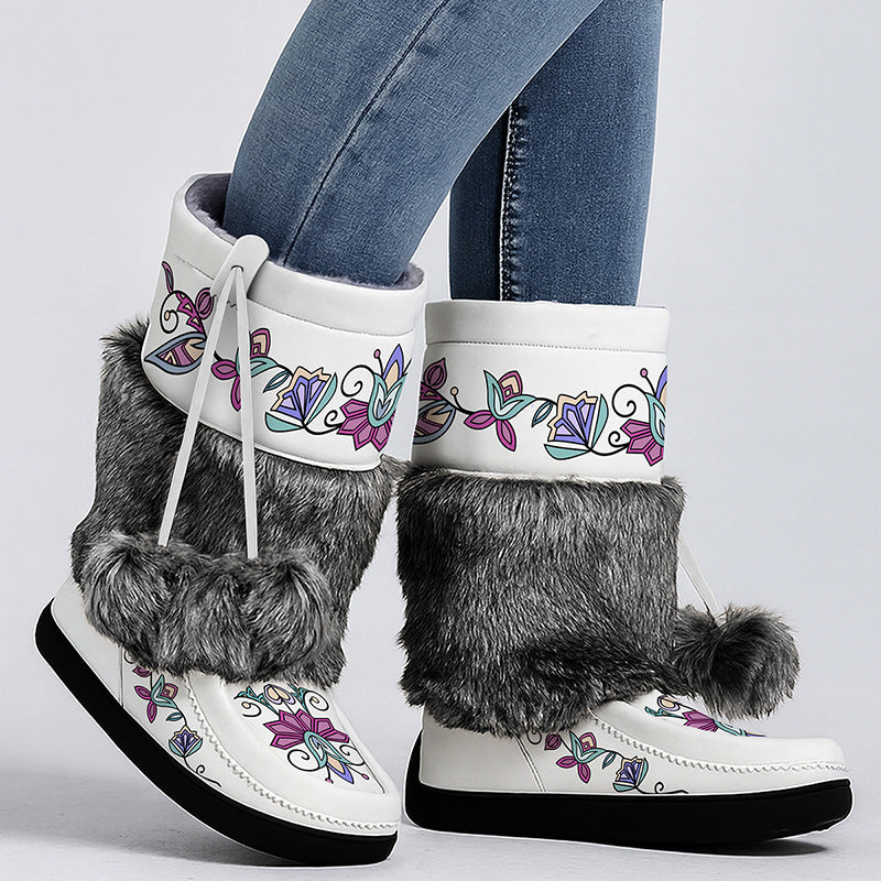 Moonlit Frost Real Leather MocLux Calf with Fur