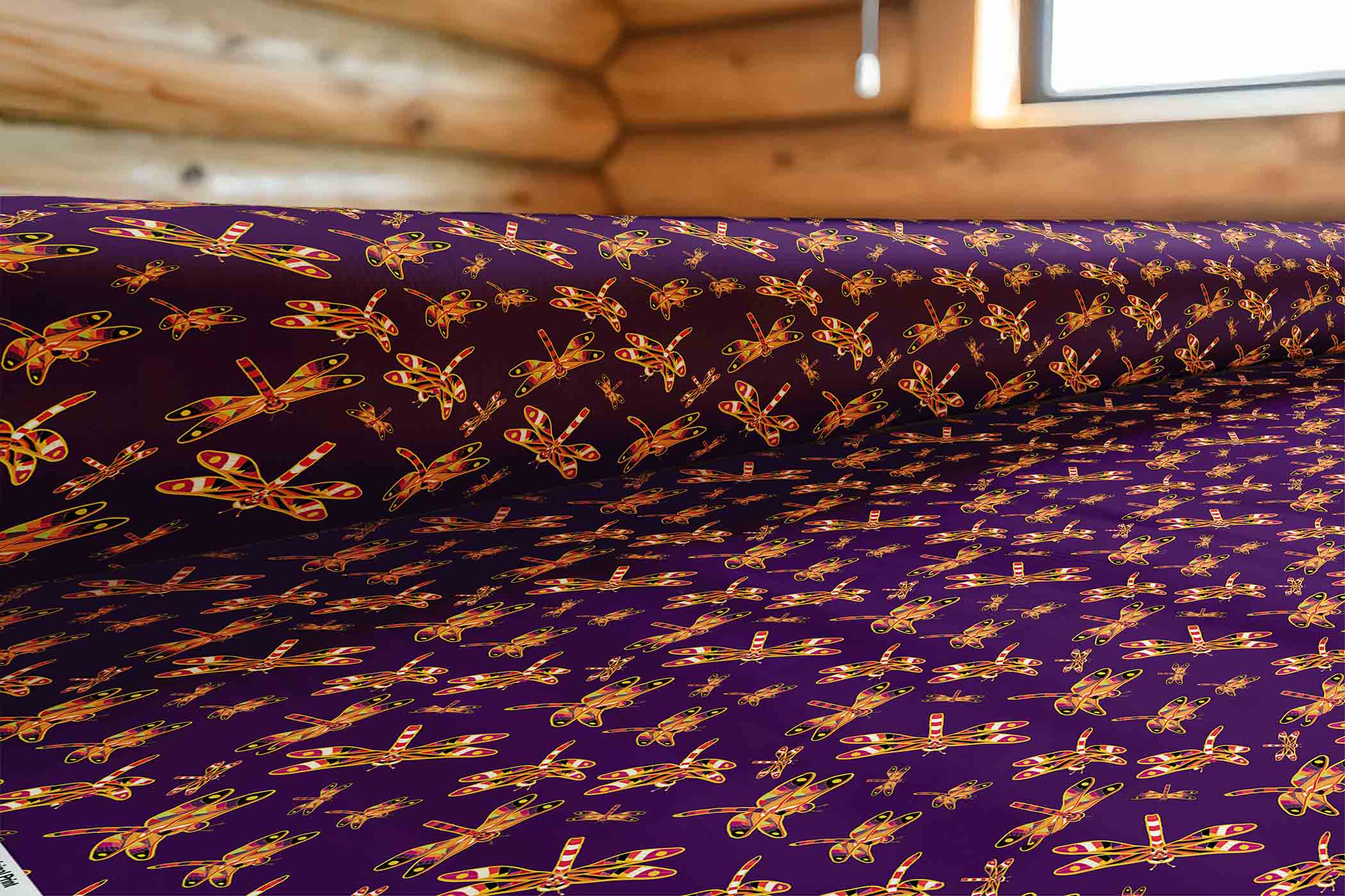 Gathering Yellow Purple 42 inch Cotton Poplin Pre Order