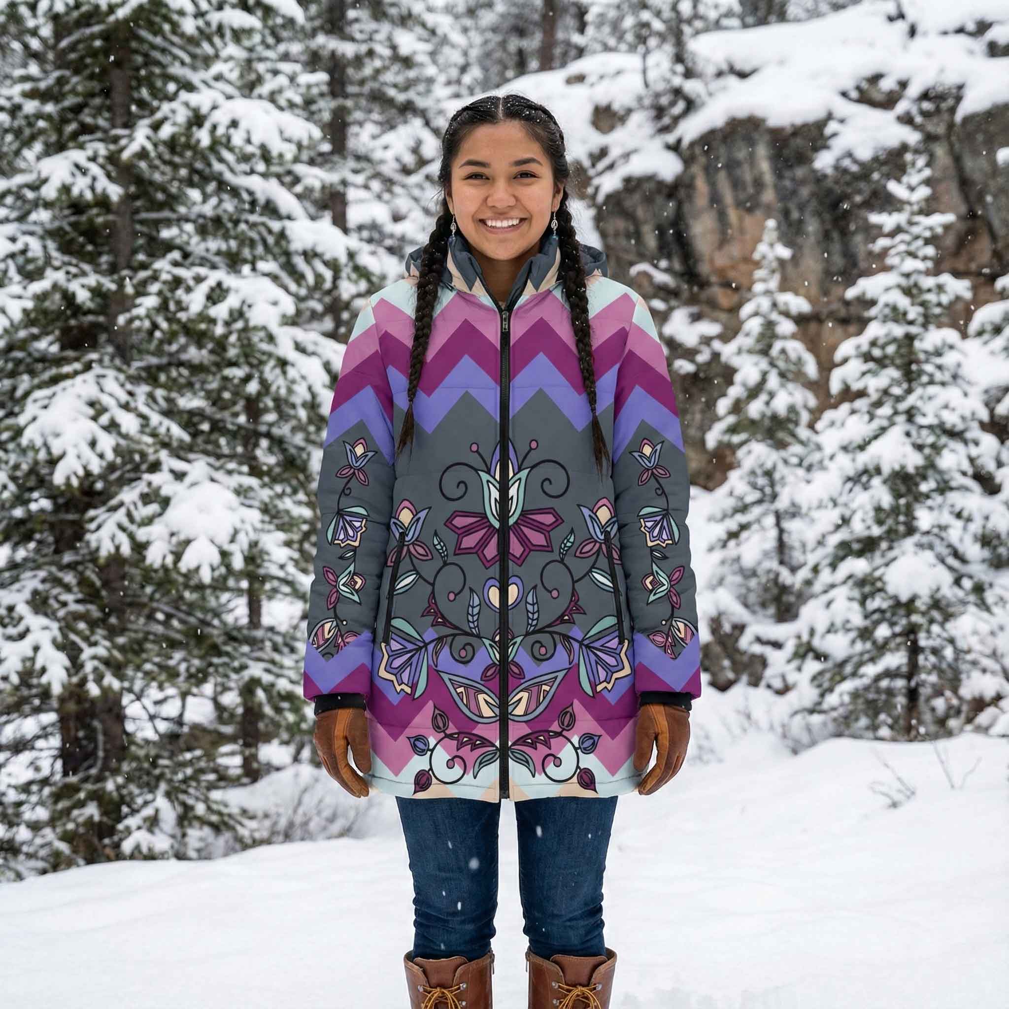 Moonlit Frost Women's Hooded Puffer Coat