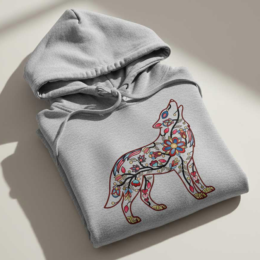 Wolf Floral Motif 2 Various Sizes