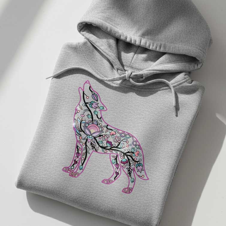 Wolf Floral Motif 1-M Various Sizes