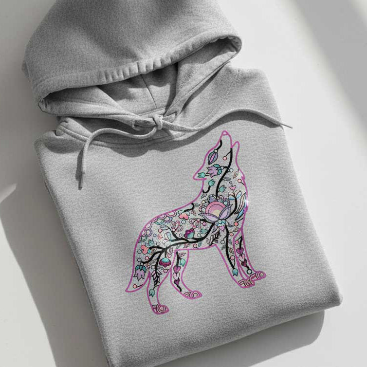 Wolf Floral Motif 1 Various Sizes