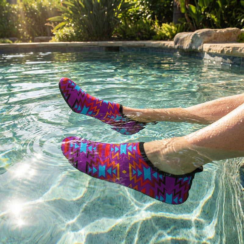 Fire Colors and Turquoise Purple Sockamoccs