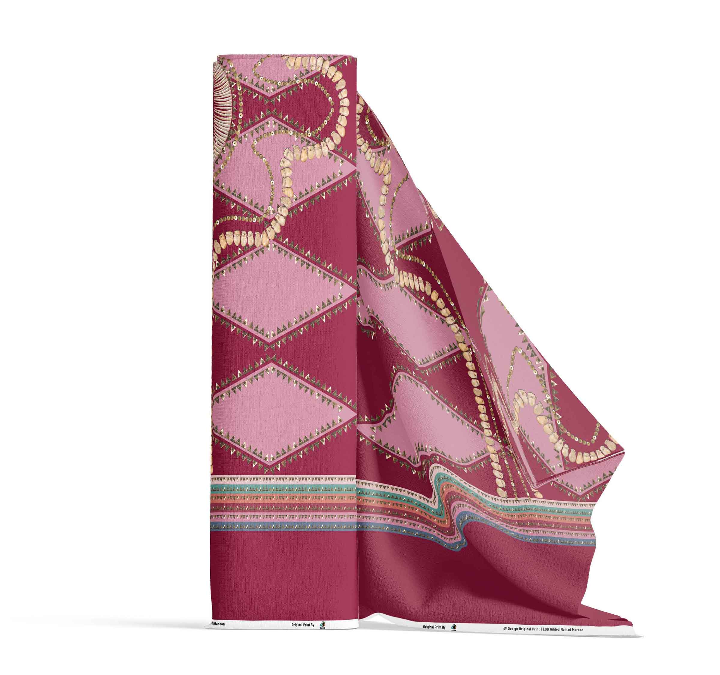 Gilded Nomad Maroon 42 Inch Cotton Poplin Pre Order