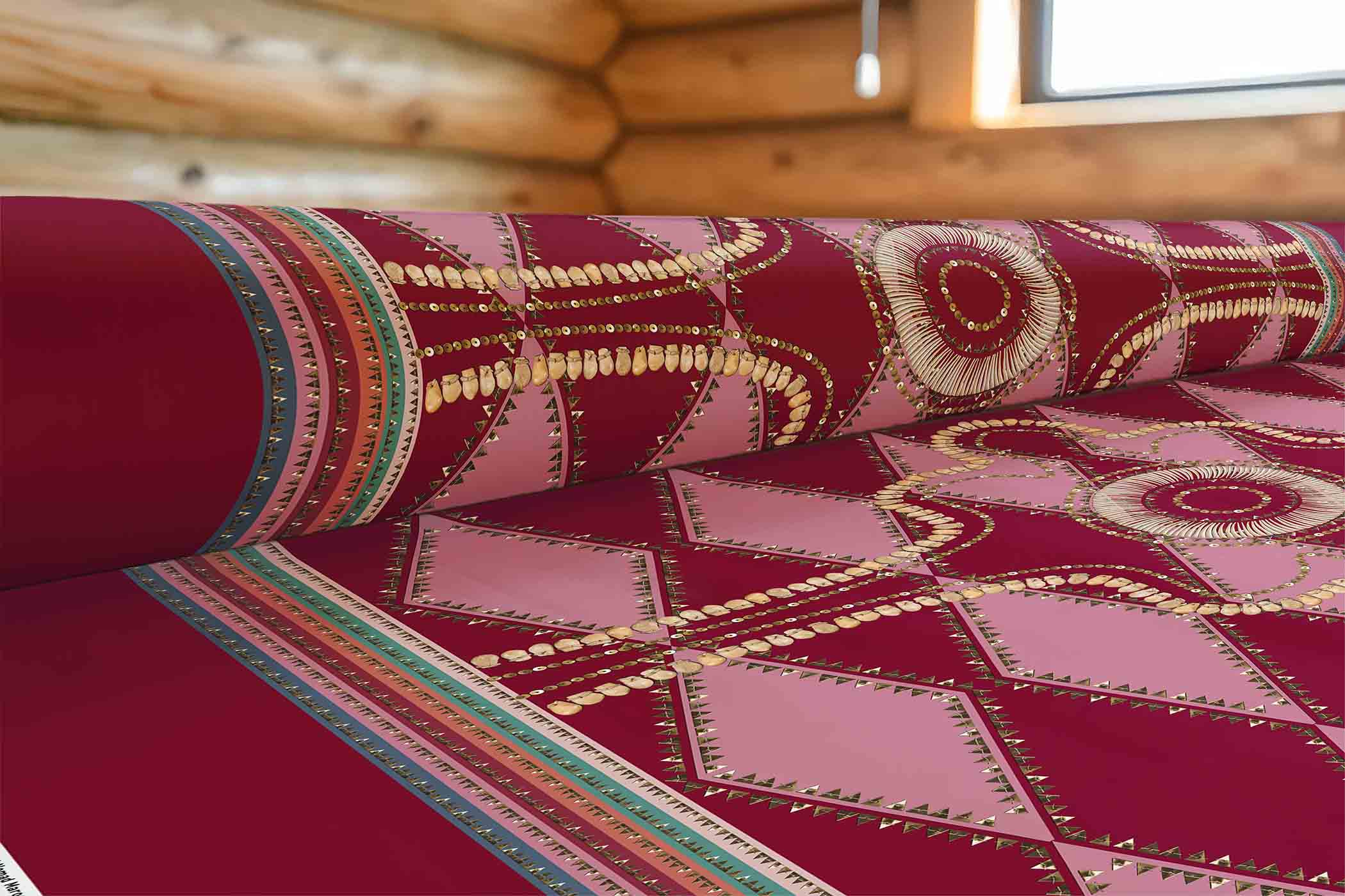 Gilded Nomad Maroon 42 Inch Cotton Poplin Pre Order