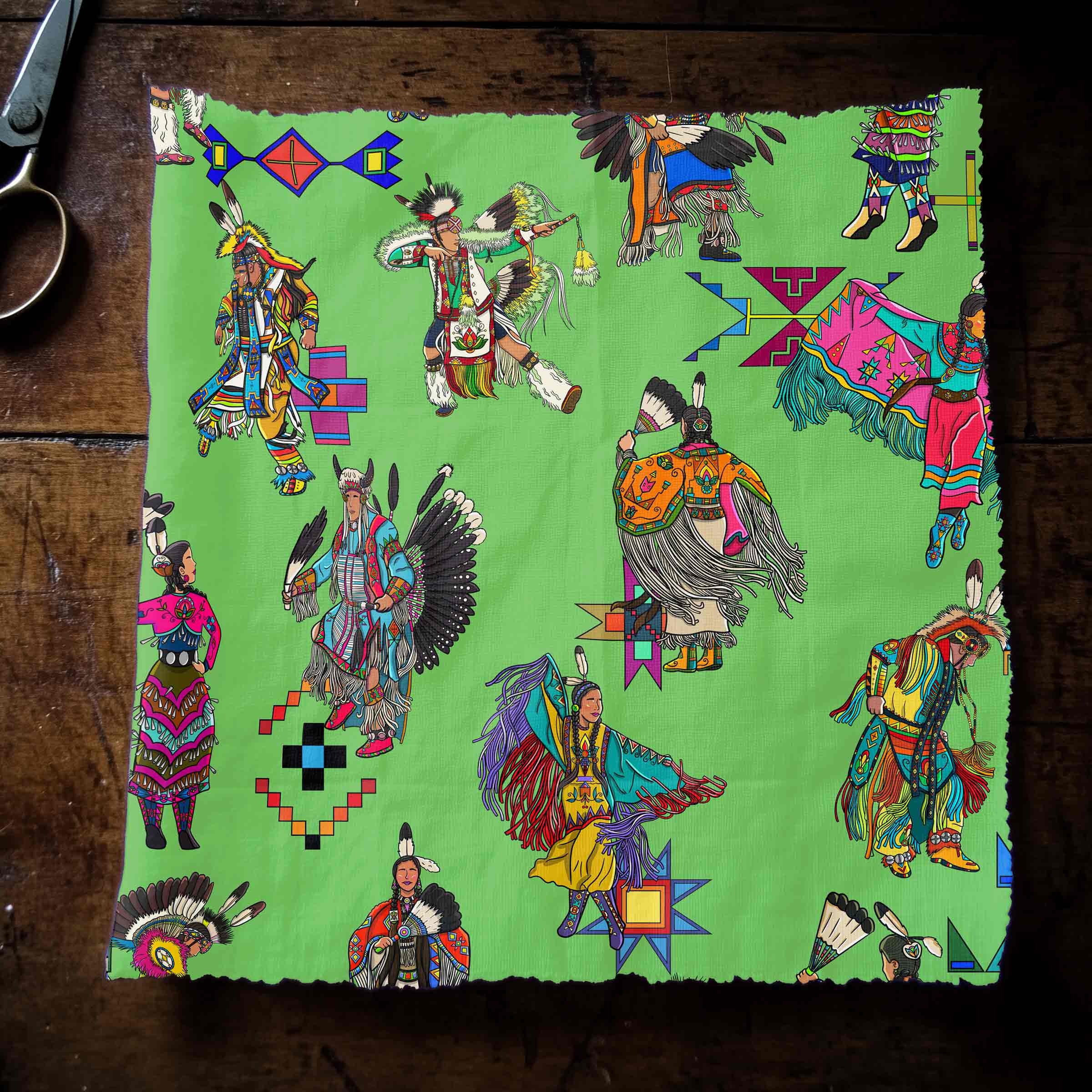 Grand Entry Dancers Grass Small 42 Inch Cotton Poplin Pre Order