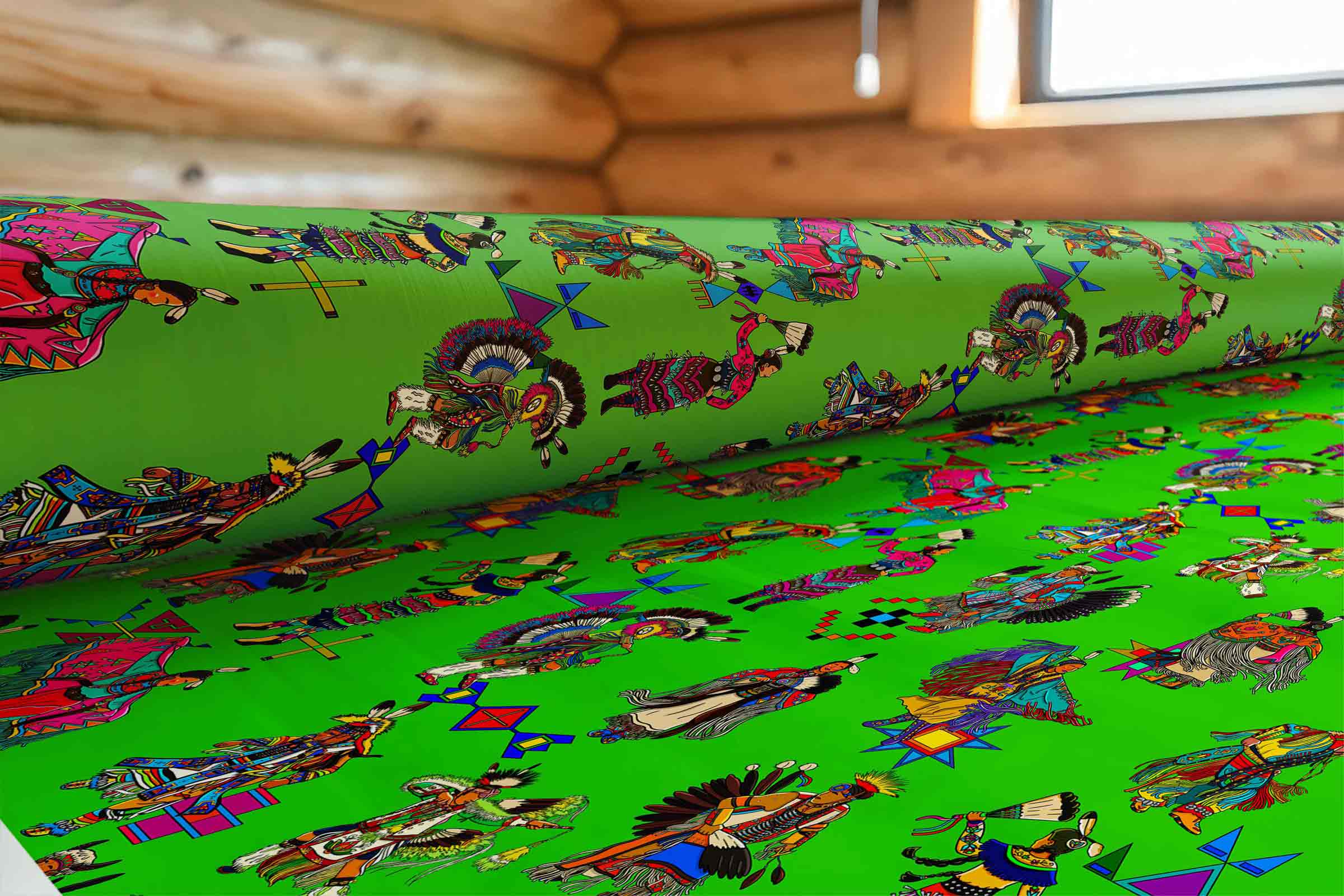 Grand Entry Dancers Grass Large 42 Inch Cotton Poplin Pre Order