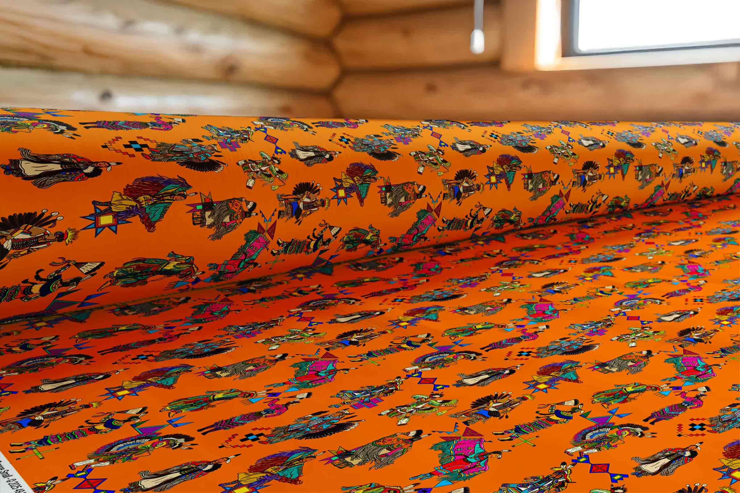 Grand Entry Dancers Orange Small 42 Inch Cotton Poplin Pre Order