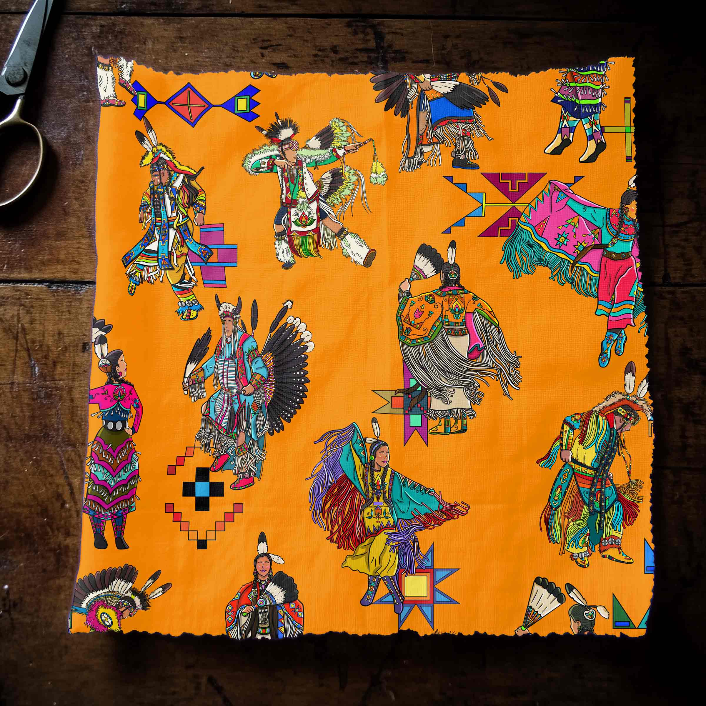 Grand Entry Dancers Orange Small 42 Inch Cotton Poplin Pre Order