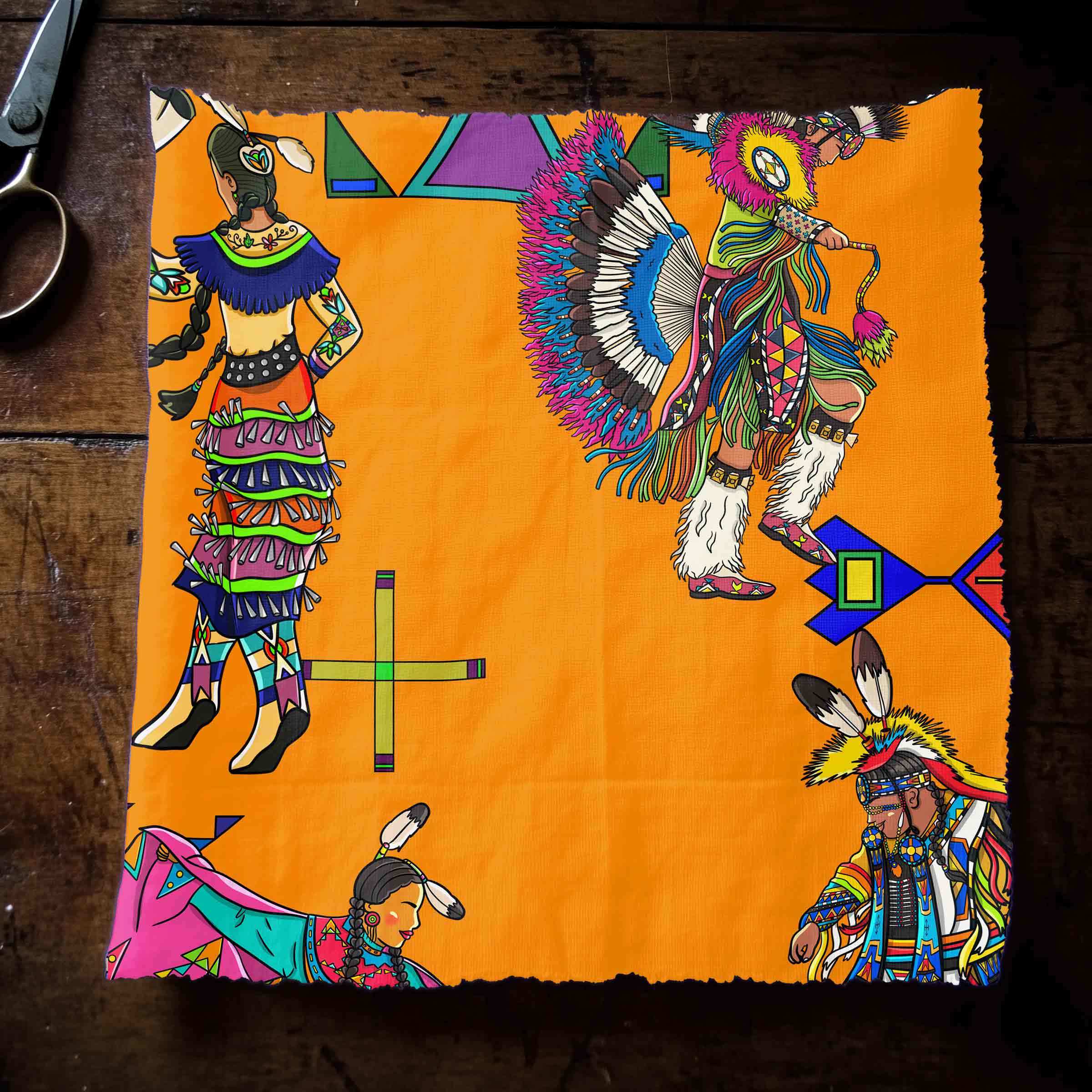 Grand Entry Dancers Orange Large 42 Inch Cotton Poplin Pre Order