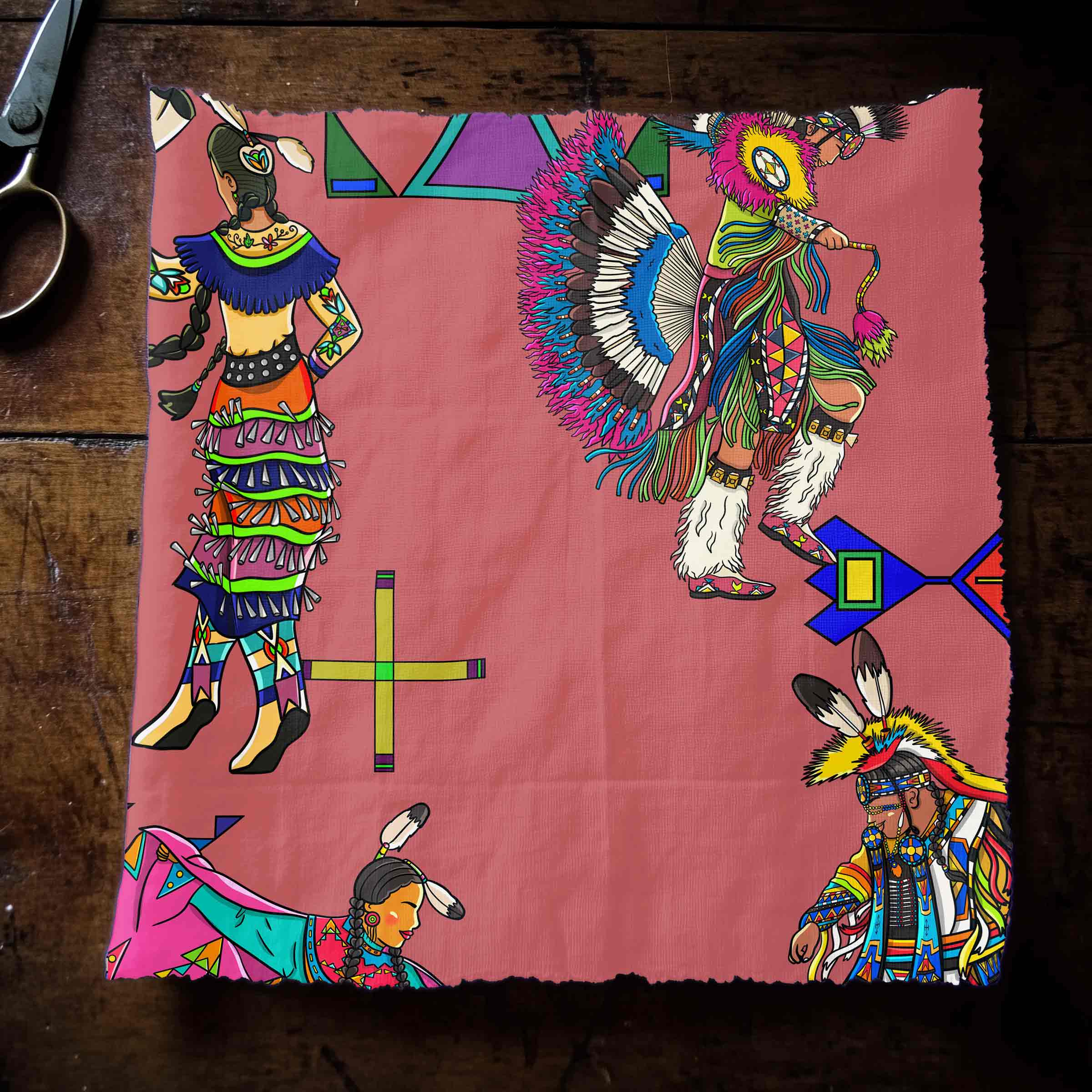 Grand Entry Dancers Terra Cotta Large 42 Inch Cotton Poplin Pre Order